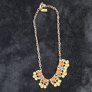 J. Crew Gold Necklace with Orange Floral Accents